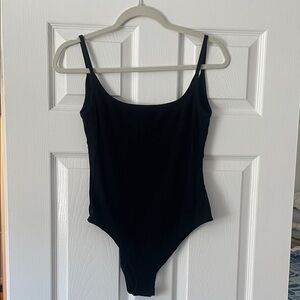 Showpo Black Ribbed bodysuit w/ open back
